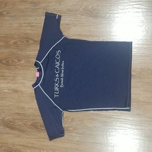 (M) Beach Rays Turks & Caicos British West Indies Swimwear Rashguard Vacation